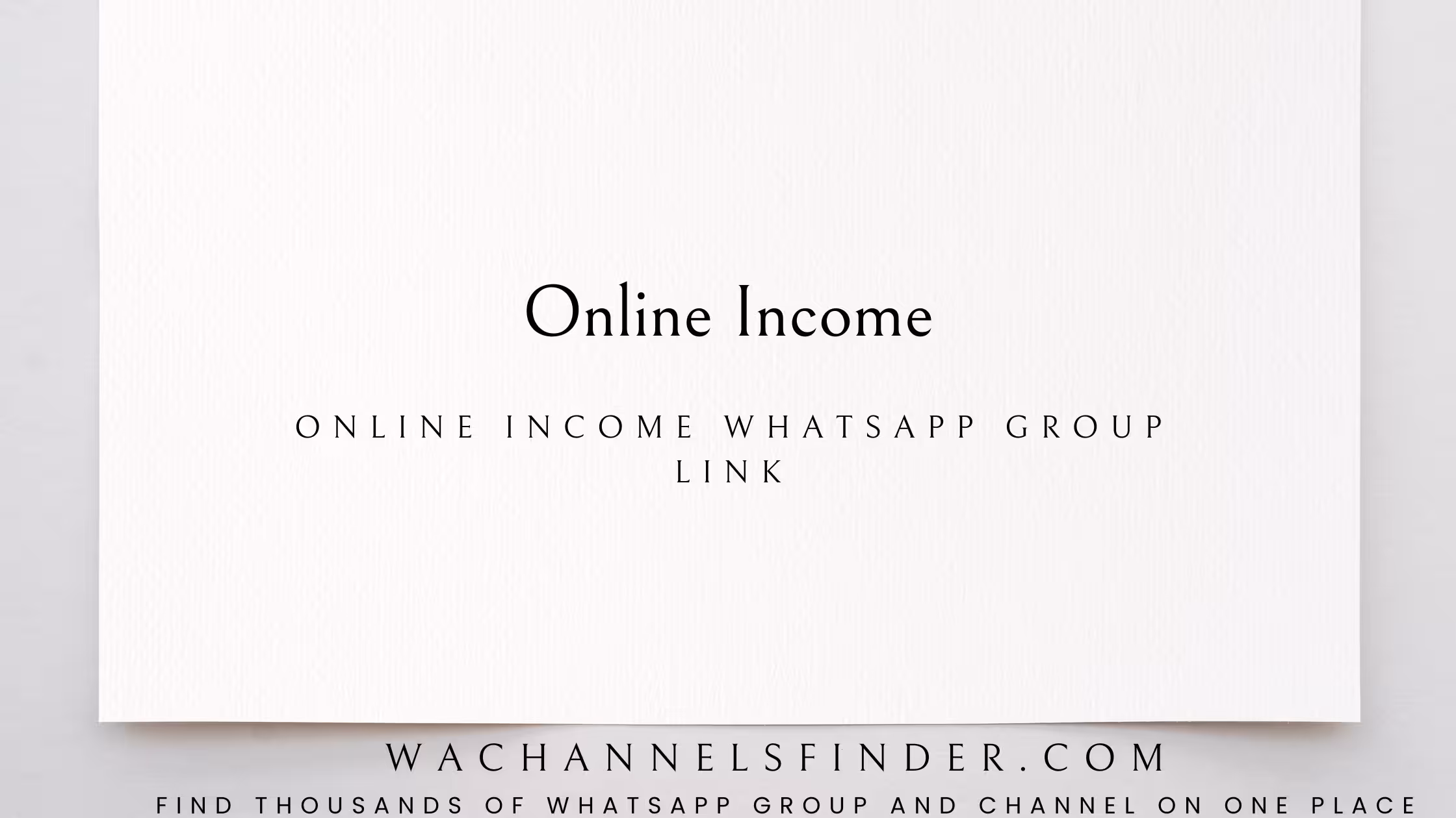 Online Income - WhatsApp Channel