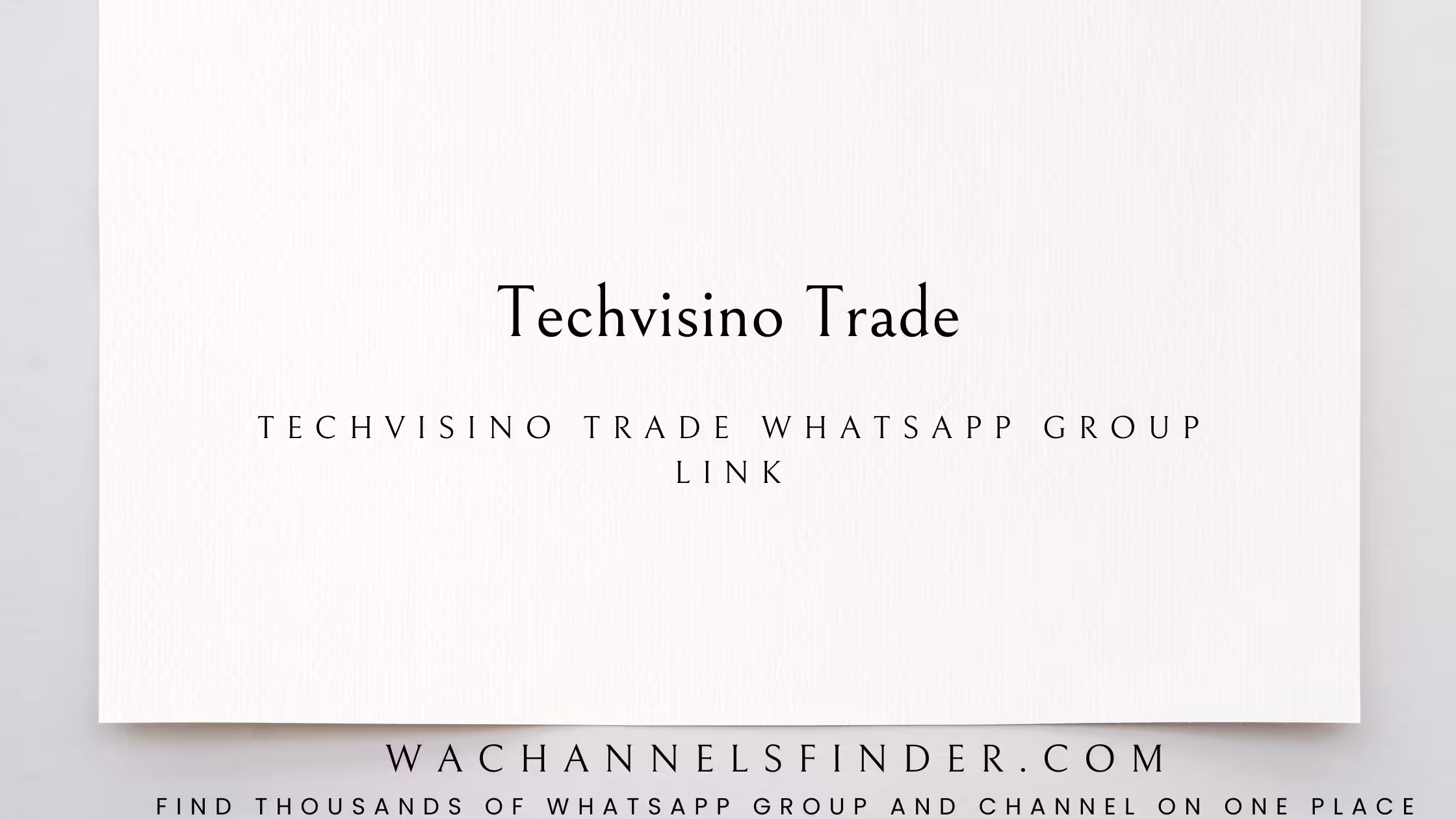 Techvisino Trade - WhatsApp Channel