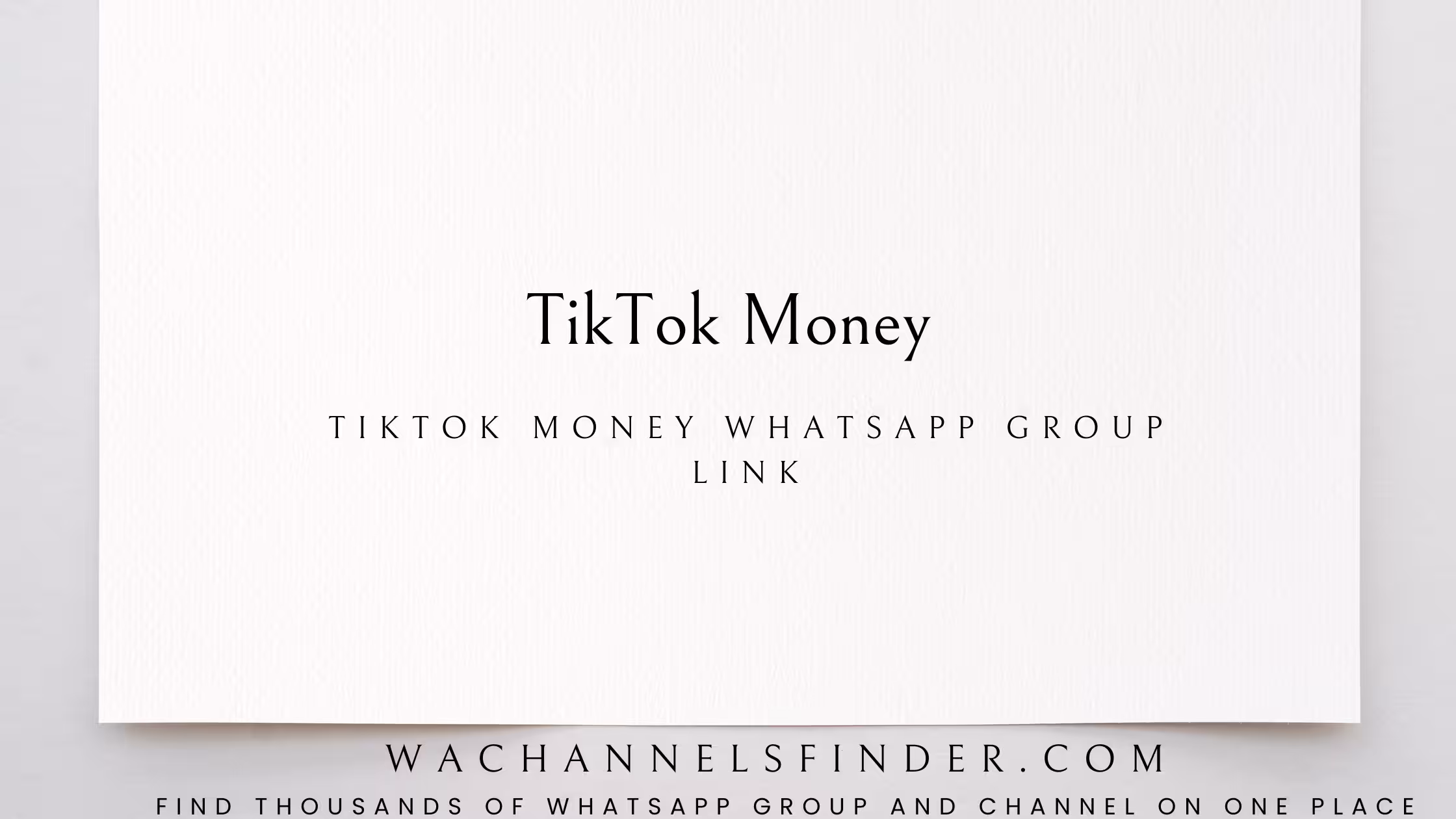 TikTok Money - WhatsApp Channel