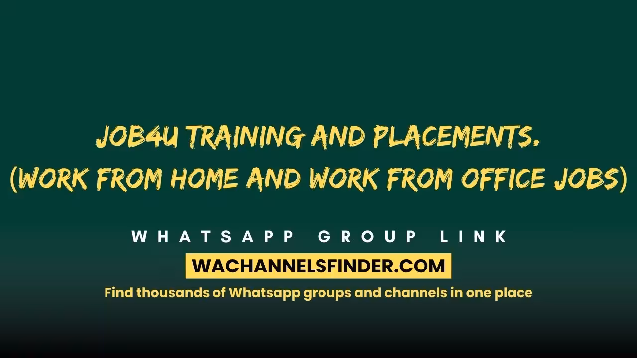 Job4u Training And Placements. ( Work from home and work from office jobs ) - WhatsApp Channel